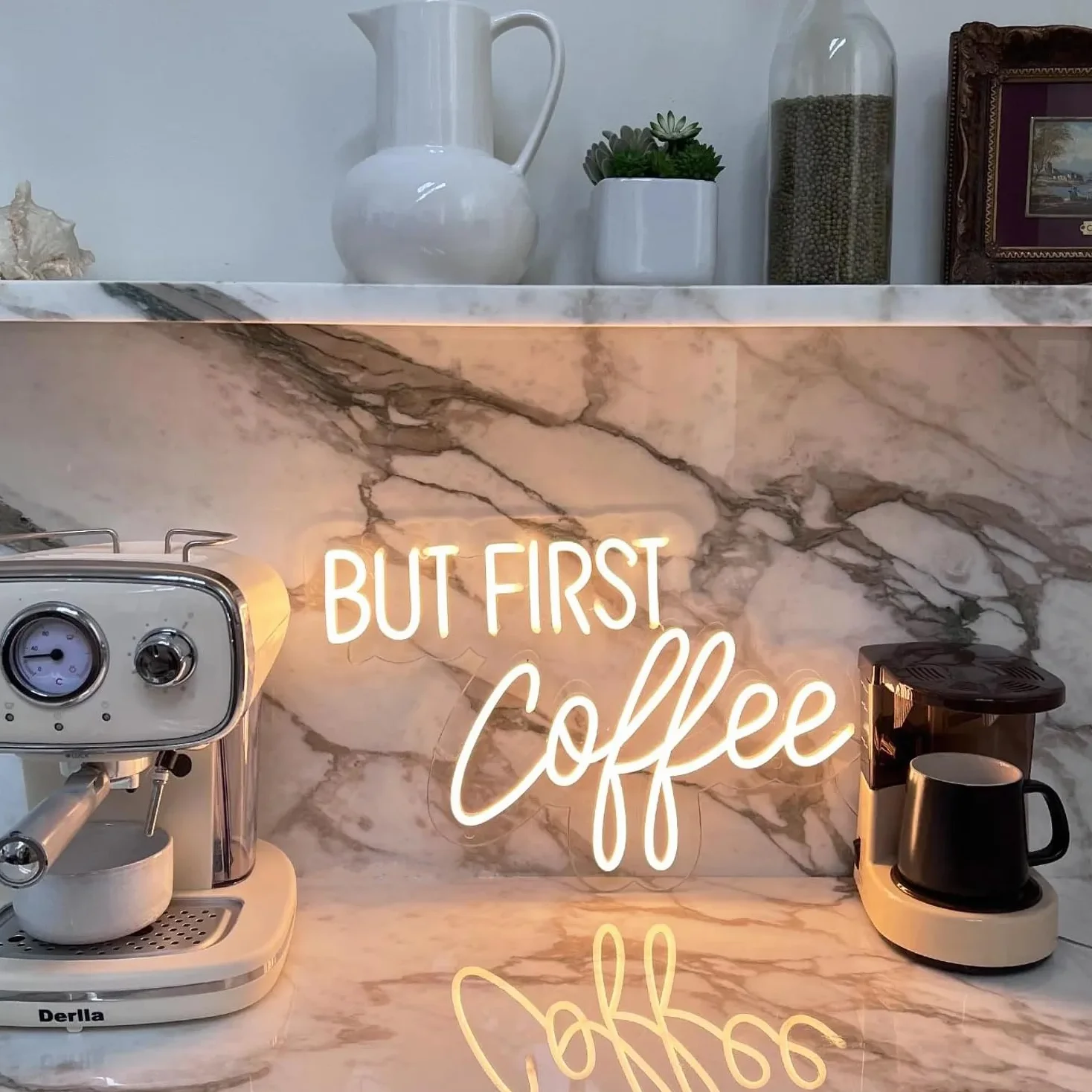 BUT FIRST Coffee Neonschild Dimmbares LED-Kaffeeschild für Unternehmen, Kaffeebar, Neonschild-Zubehör, beleuchtet als Wanddekoration USB-betrieben, helle Neon-Kaffeeschilder für Cafés, Kaffeestationen