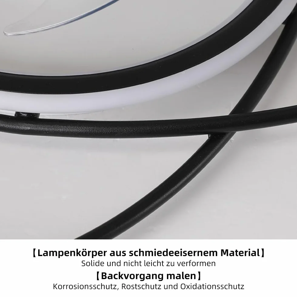 Moderner Deckenventilator mit Beleuchtung 55cm Dimmbare LED-Deckenlampe 48W Timer für Wohnzimmer Esszimmer Schwarz