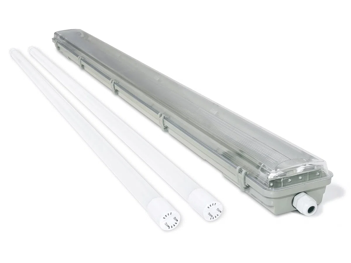 LED Feuchtraumleuchte Wannenleuchte 120cm mit 2x 18W T8 Röhre 3600lm 6000K IP65… (Kaltweiß, 120cm mit LED Röhre)