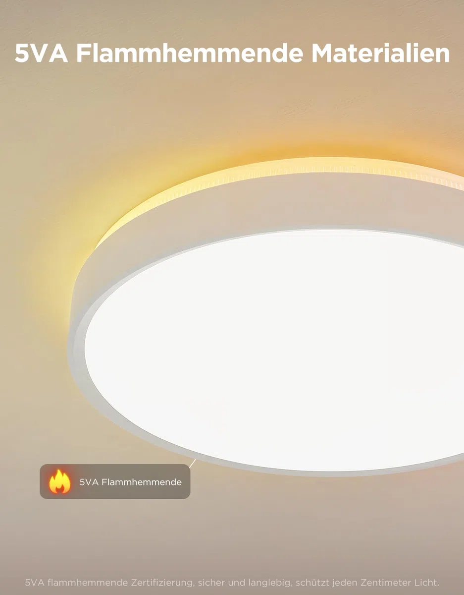Govee Deckenlampe RGBIC 48,5W Smart LED Deckenleuchte 4300lm Kompatibel mit Matter Alexa Google Assistant Dimmbar Ø38cm