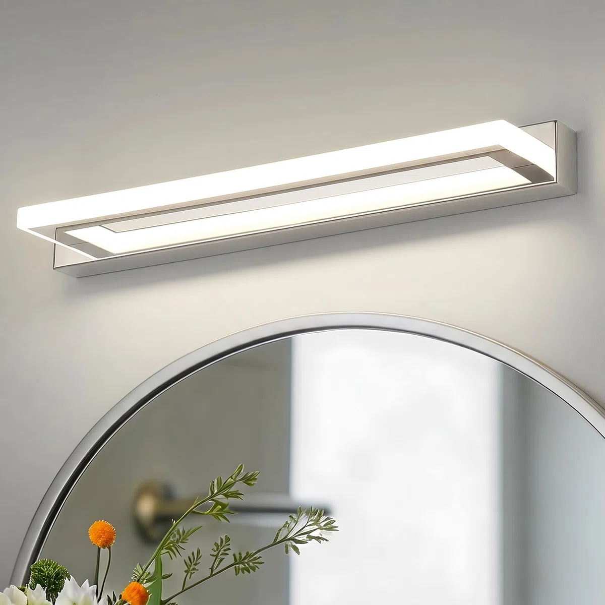 LED Spiegelleuchte Bad 42cm - Moderne Badezimmerlampe mit IP44, Chrom Finish, 9W 4000K für Spiegel und Wand