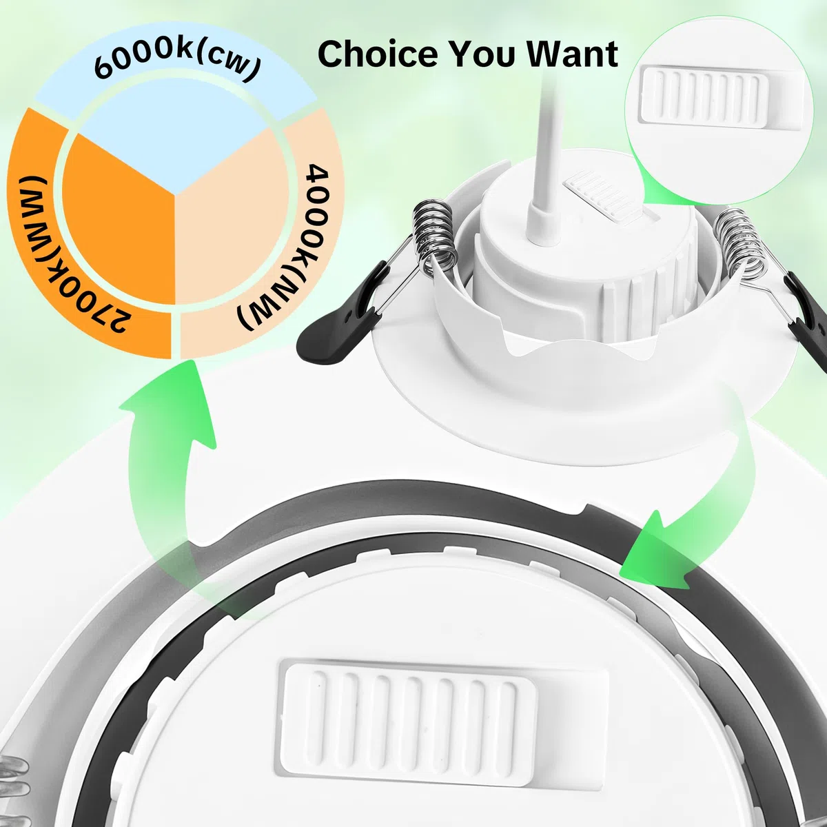 LED Einbaustrahler 230V Dimmbar, 6W IP44 LED Spots, 68mm Deckenspots 38° Schwenkbar 3000K/4000K/6000k für Badezimmer Küche Wohnzimmer Einbauspots Flach Einbauleuchten, Weiß, 6er Set