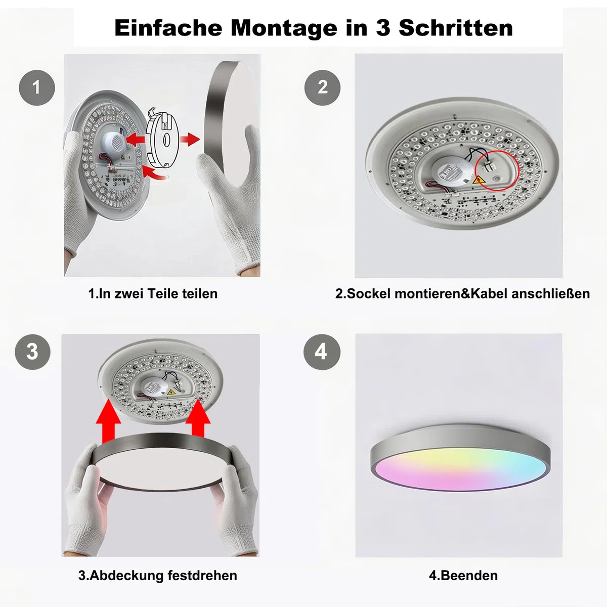 Yeelight Smart Deckenlampe, LED Deckenleuchte RGB Close-to-Ceiling Lights, 38 W 2300 Lumen, 2700K-6500K dimmbare Lampe, DIY kompatibel mit Alexa, für Wohnzimmer Schlafzimmer Küche Flur 40 cm