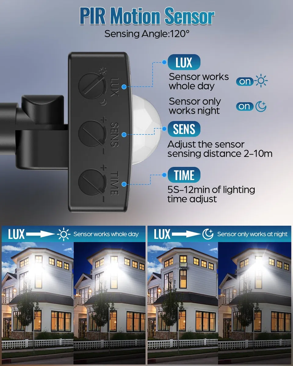 LED Strahler mit Bewegungsmelder Außen 100W, LED Scheinwerfer mit Bewegungsmelder 10000LM Super Hell, 6500K Kaltweiß, IP66 Wasserdicht, Sicherheitsbeleuchtung für Garten/Hof 1 Stücke
