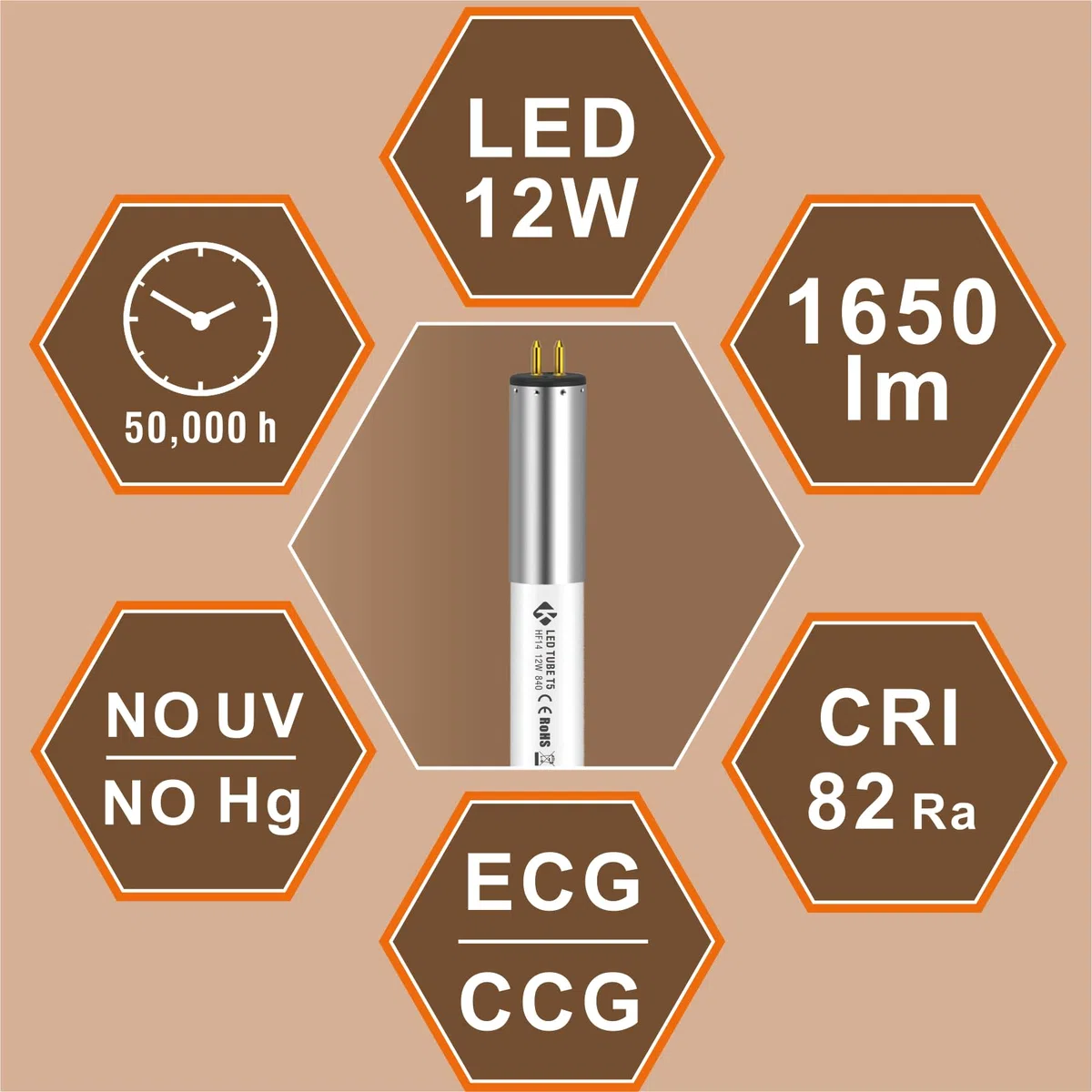 Led Röhre T5 Plug & Play 549mm 4000k 1650lm 12w Ersatz & Kompatibilität mit EVG KVG Cfl Röhre t5 HE14w/HO24w,led leuchtstoffröhre T5 für Küchenbeleuchtung sofortiger Einstart / 2 Stück