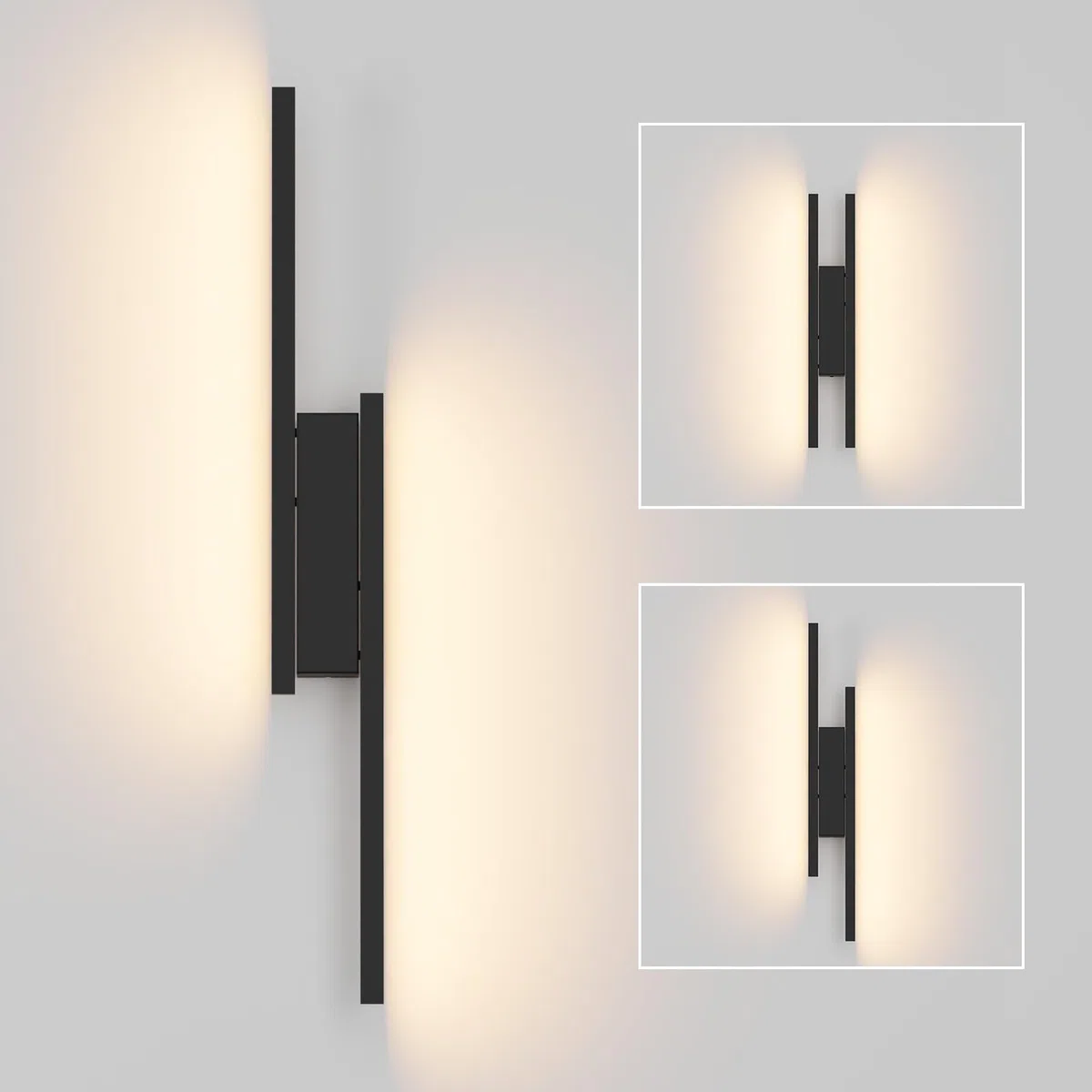 Klighten Wandleuchte Innen LED 24W 1700LM, Mordern Dekorative Wandlampe Für Schlafzimmer Wohnzimmer Korridor Treppenhaus, Einstellbare Länge: 40~60 cm, Warmweiß 3000K, Schwarz