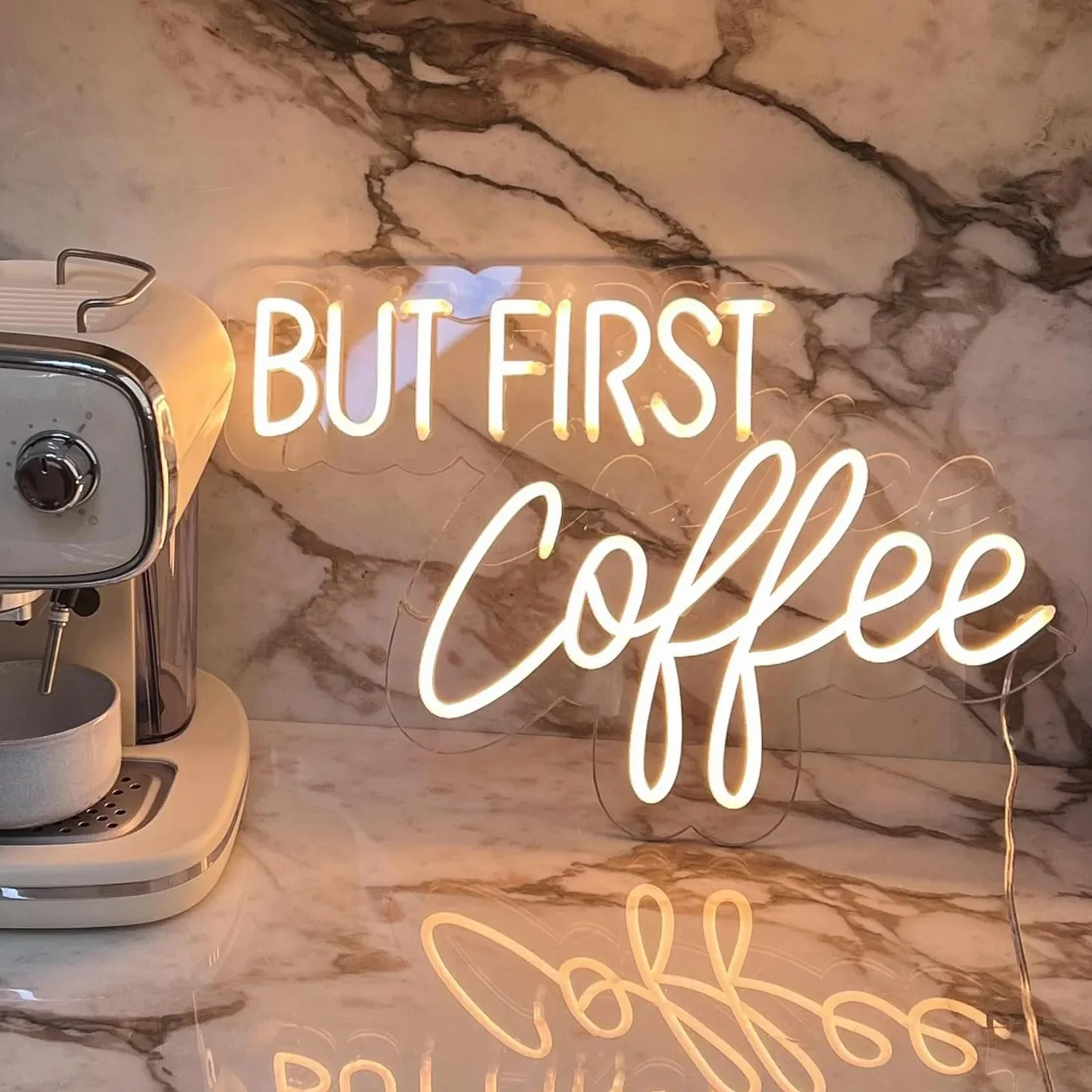 BUT FIRST Coffee Neonschild Dimmbares LED-Kaffeeschild für Unternehmen, Kaffeebar, Neonschild-Zubehör, beleuchtet als Wanddekoration USB-betrieben, helle Neon-Kaffeeschilder für Cafés, Kaffeestationen