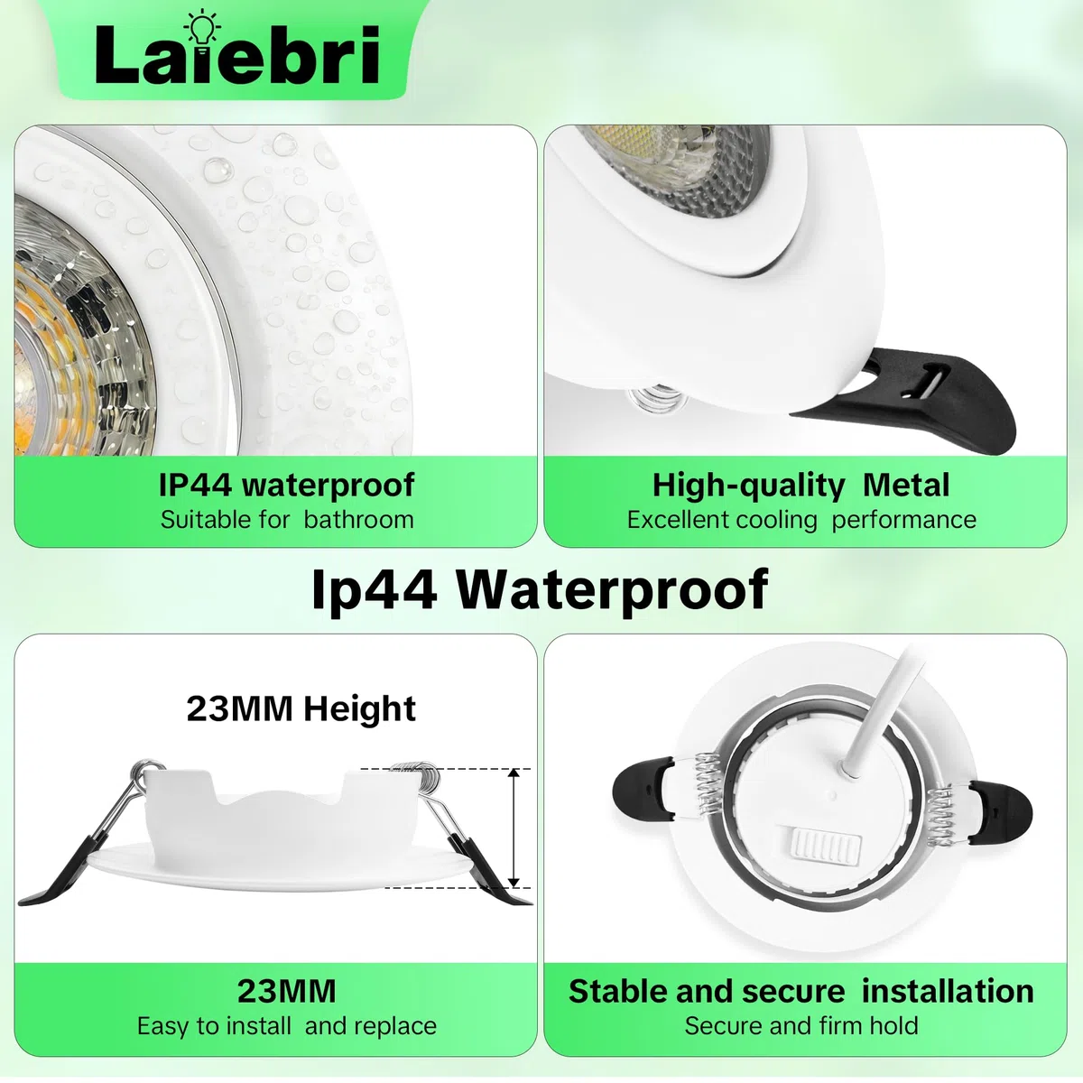 LED Einbaustrahler 230V Dimmbar, 6W IP44 LED Spots, 68mm Deckenspots 38° Schwenkbar 3000K/4000K/6000k für Badezimmer Küche Wohnzimmer Einbauspots Flach Einbauleuchten, Weiß, 6er Set