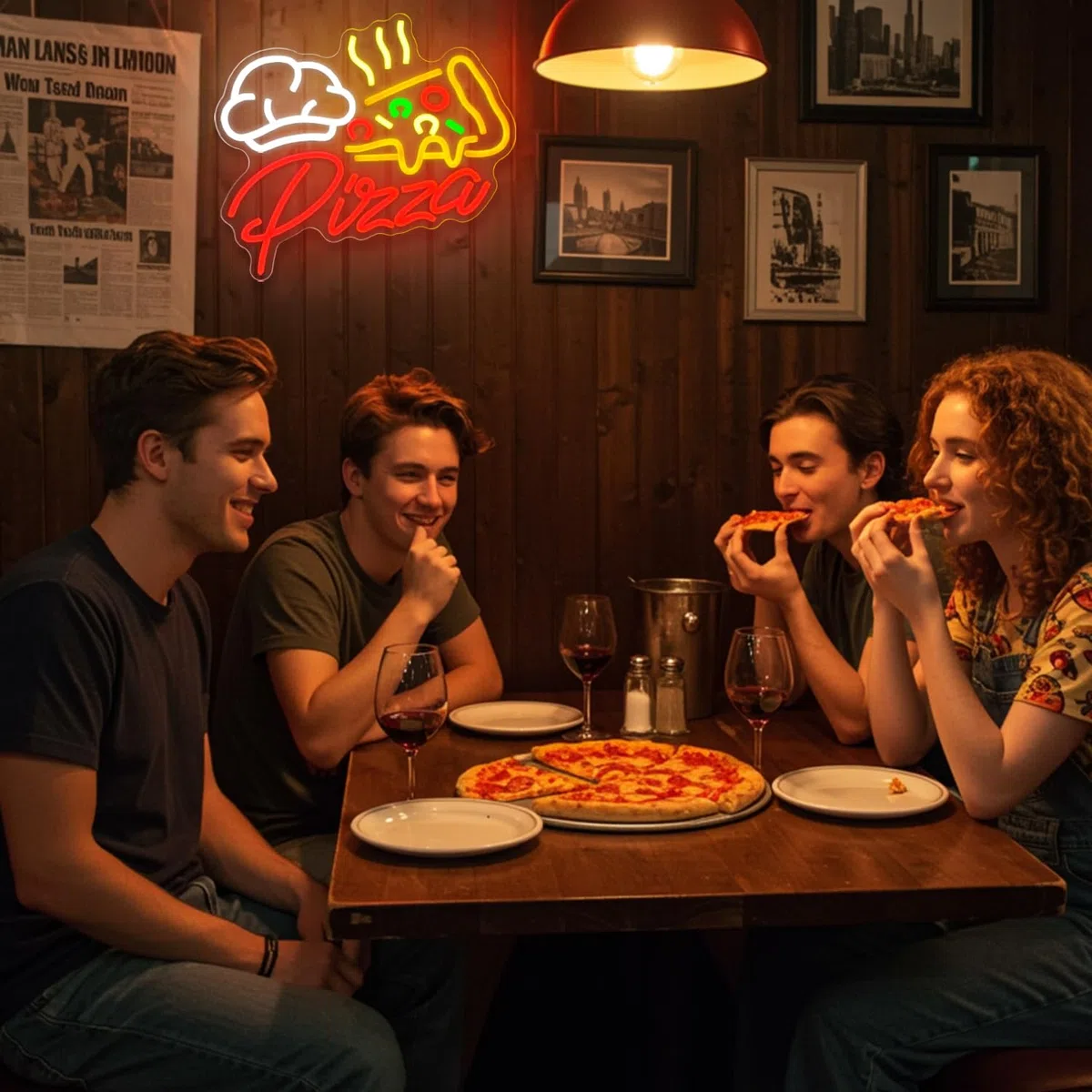 Pizza Neon Schild bunte Pizzastück Neonschild für Wanddekor, Led Schild für Unternehmen, USB Food Neon Sign, dimmbare Leuchtreklame für Zuhause Bar Küche Restaurant Pizzeria