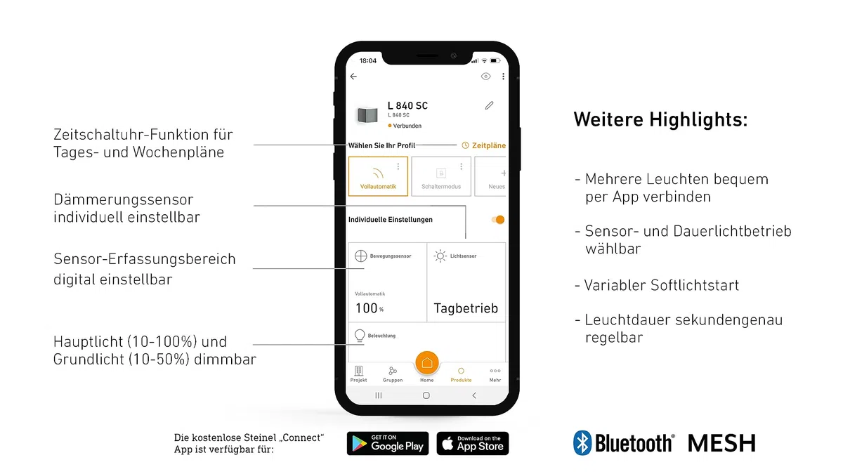 Steinel L 840 SC Connect smarte LED Außenleuchte mit Bewegungsmelder, App Steuerung, 3000 K, Anthrazit