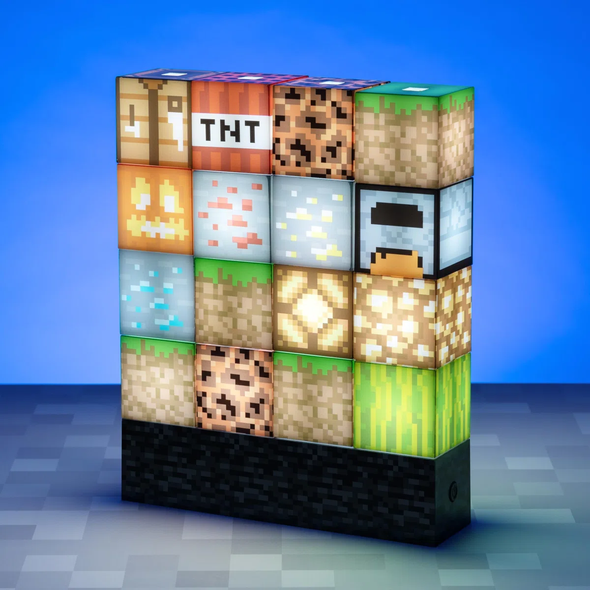 Minecraft Blockbaulampe, 16 verschiebbare Lichtblöcke und Bettfels-Basis