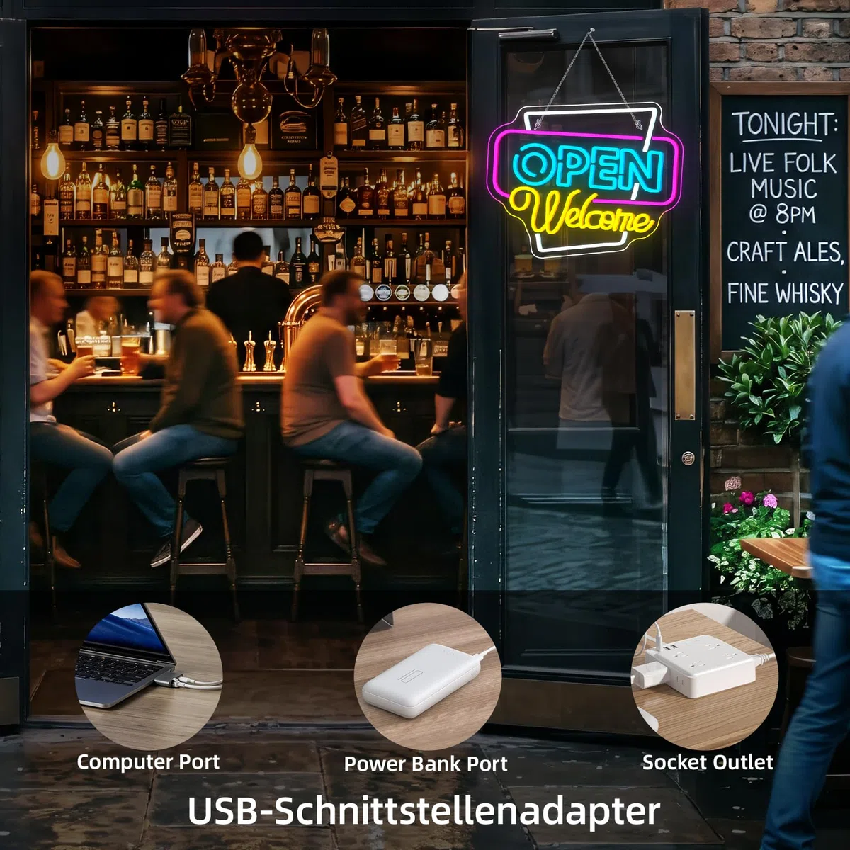 Horseneon Open Welcome Neon Schild Open Leuchtreklamen Dimmbare LED Leuchtschild Offene Neon Sign für Geschäft Schaufenster Party Bar Salon Café Dekoration an der Tür