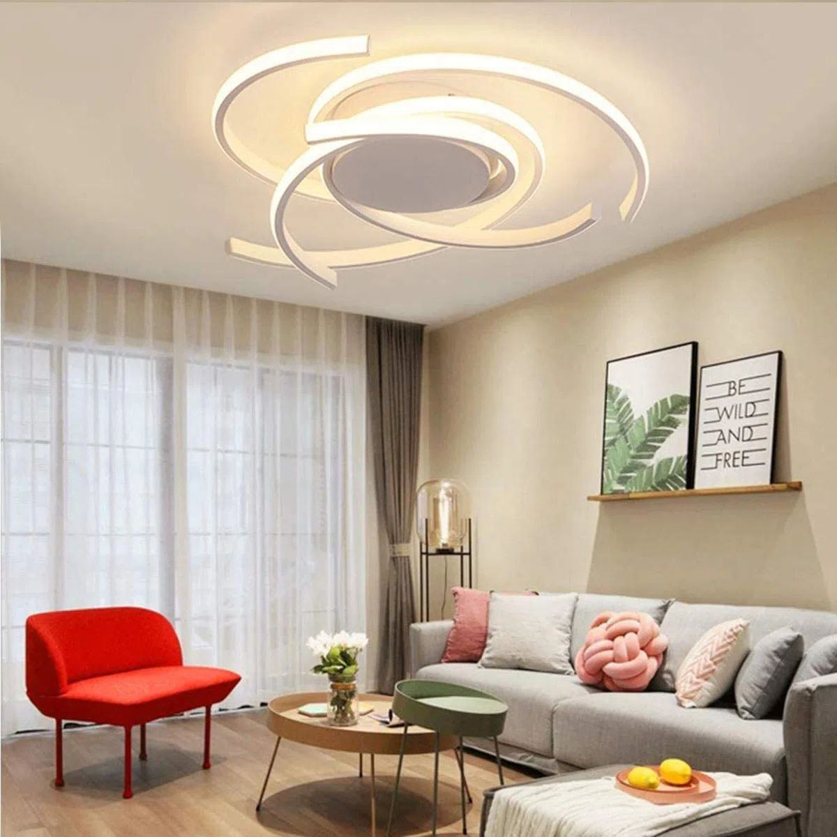Moderne LED-dimmbare Deckenleuchte mit Fernbedienung Kücheninsel Lampe Esstisch Kreative Spirale Blumenform Design Metall Acryl Decke Kronleuchter Beleuchtung, Weiß