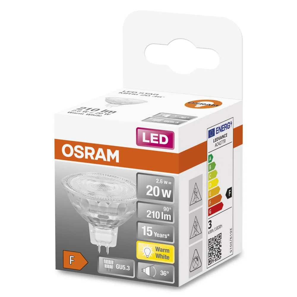 Osram Superstar Reflektorlampe für GU5.3-Sockel, klares Glas,Warmweiß (2700K), 345 Lumen, Ersatz für herkömmliche 35W-Leuchtmittel, dimmbar, 6-er Pack