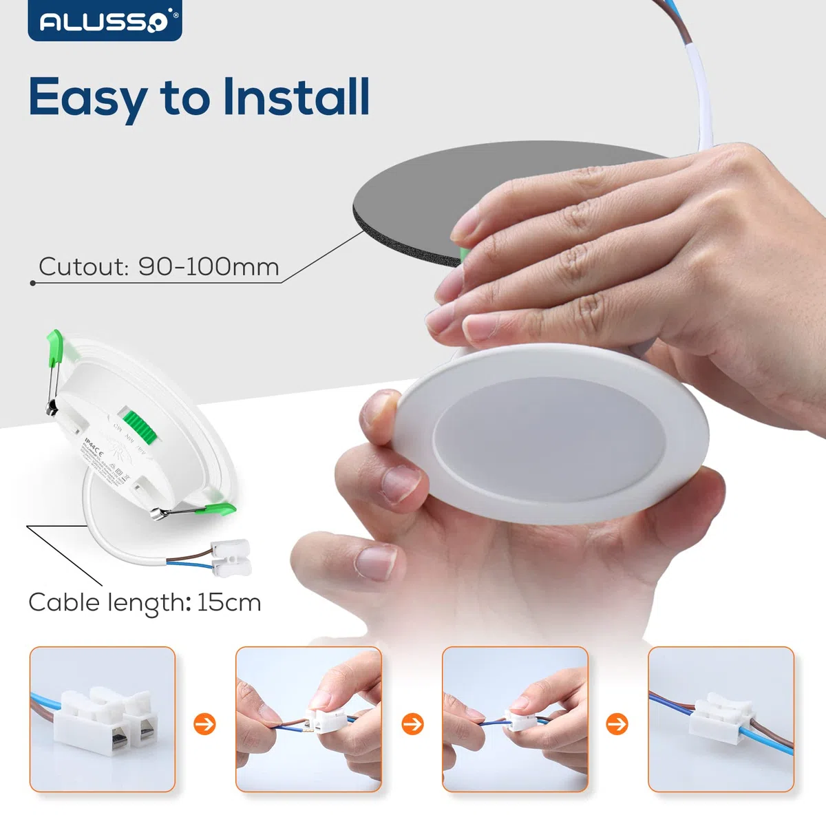 ALUSSO LED Einbaustrahler Ultra Flach 7W 230V, Dimmbare Deckenspots IP65 Badezimmer, 580LM Spots, Warmweiß 3000K Neutralweiß 4000K Kaltweiß 6500K Einbauspots für Küche Wohnzimmer, 6er Set