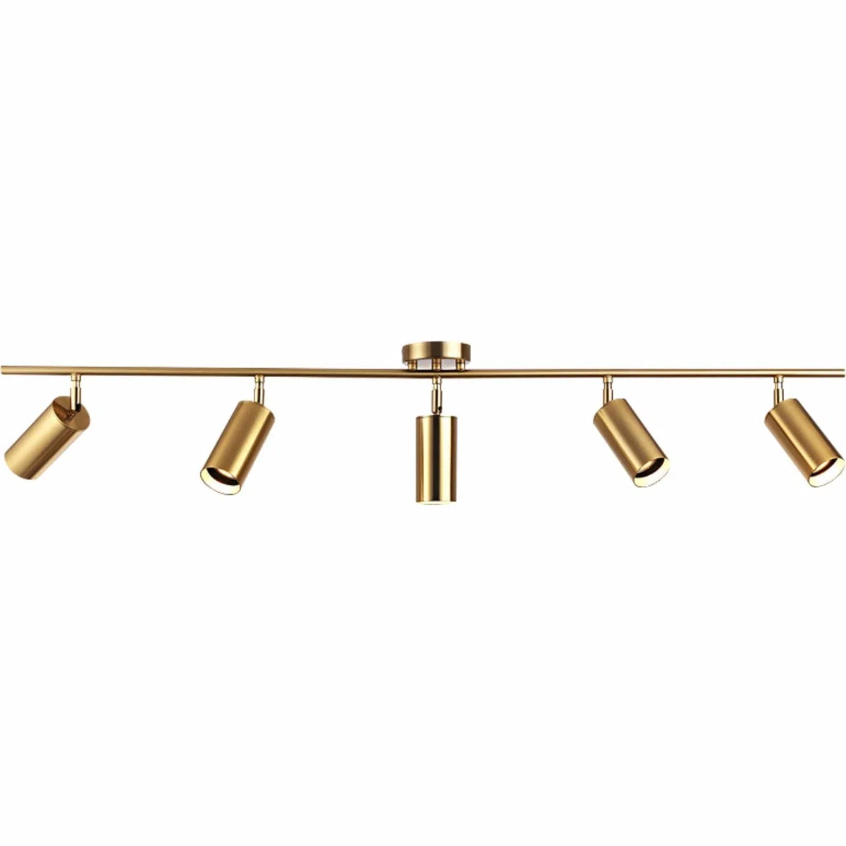 KCO Lighting 5-flammige LED-Schienenbeleuchtungsset, gebürstetes Messing, goldfarben, verstellbar, Deckenspot (5 Leuchten)
