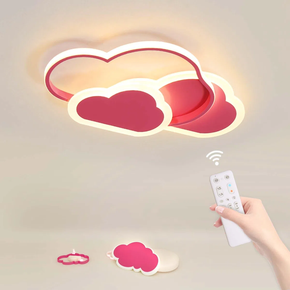 ZEKEI Kinderzimmer lampe decke, Wolkenlampe 42cm mit Fernbedienung, LED Deckenleuchte Kinderzimmer dimmbar 3000-6000K, Wolkenlampe kinderlampe Deckenlampe für Kinderzimmer | Schlafzimmer