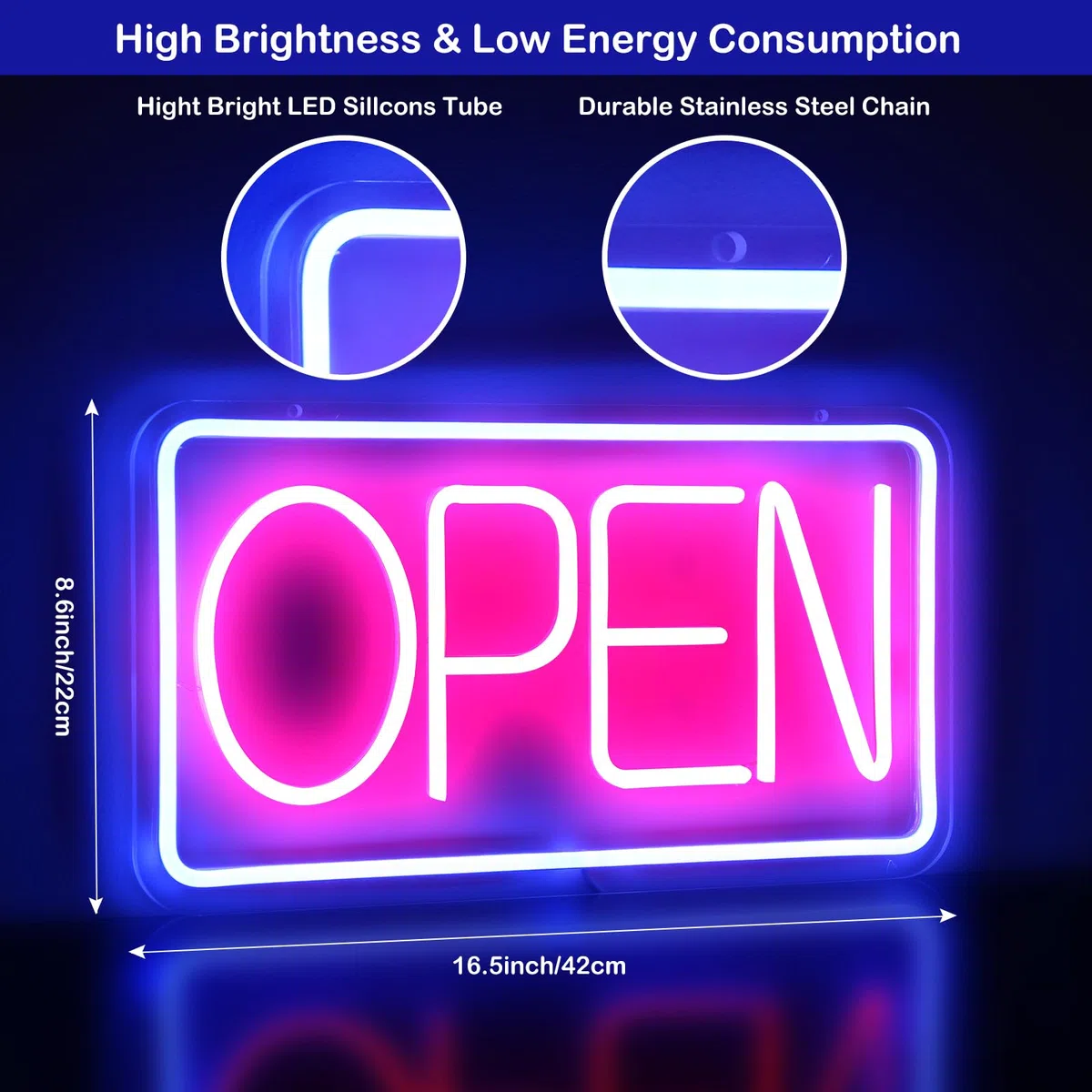 LED Open Leuchtreklamen 42x22cm LED Open Schild für Bar Pub Hotel Café Restaurant Spielzimmer Wandkunst Dekoration Zeichen Powered by USB