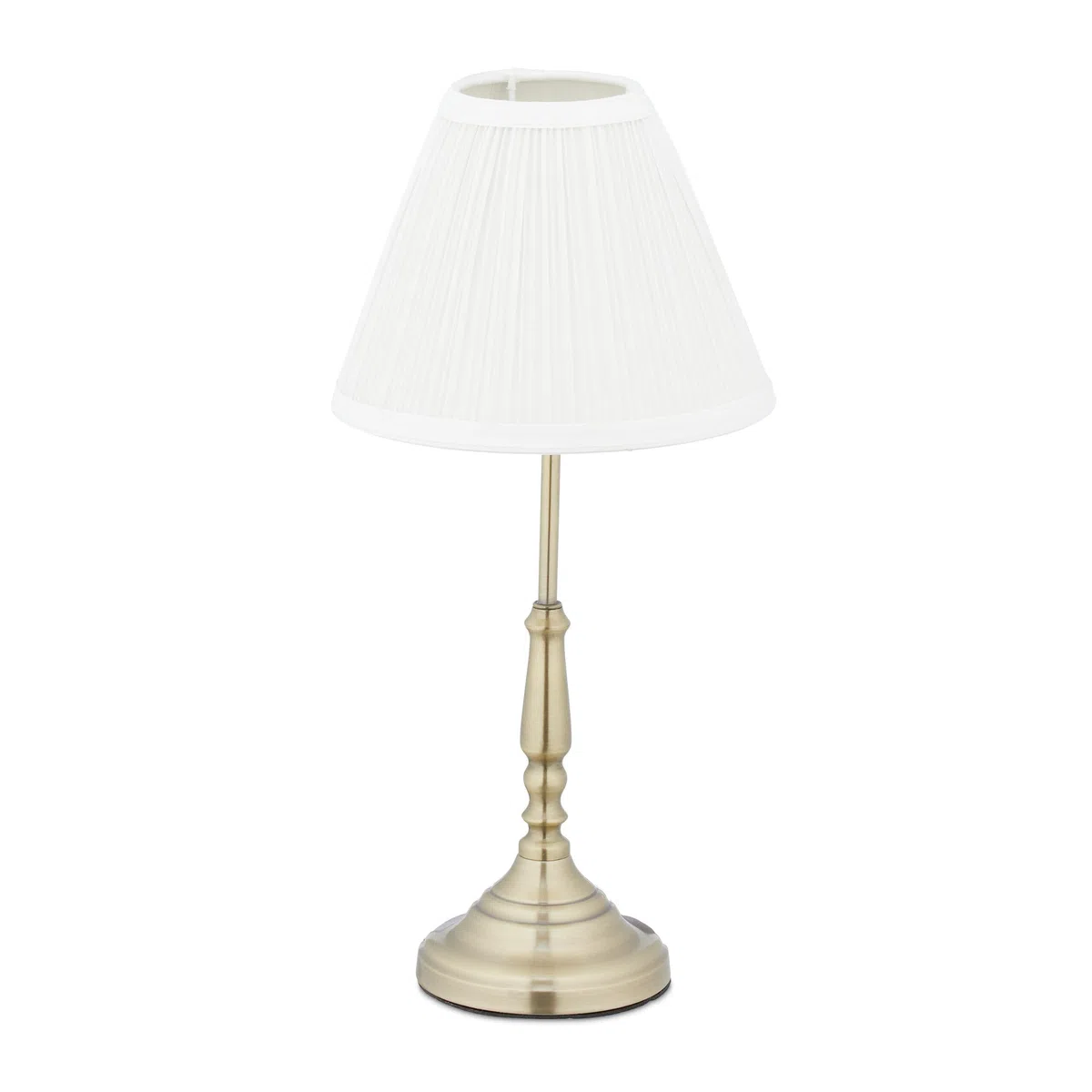 Relaxdays Tischlampe Nachttischlampe, weiß/gold | Stoffschirm