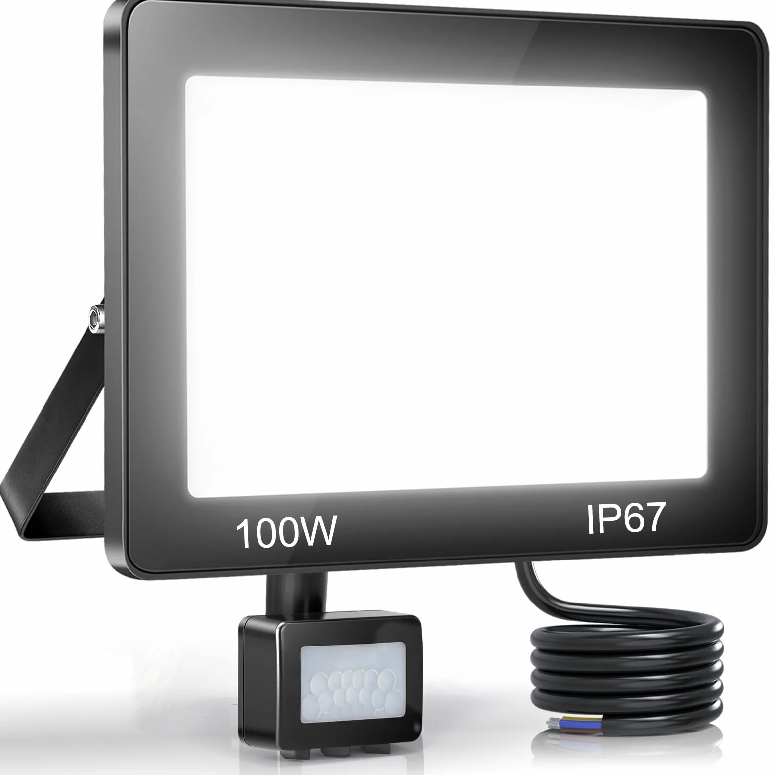 YIQIBRO LED Strahler mit Bewegungsmelder Außen 100W, 10000LM LED Fluter mit Bewegungsmelder Außen,6500K Kaltweiß Außenlampe Außenstrahler, IP67 Wasserdichte Scheiwerfer Außen für Lager Garten Garage