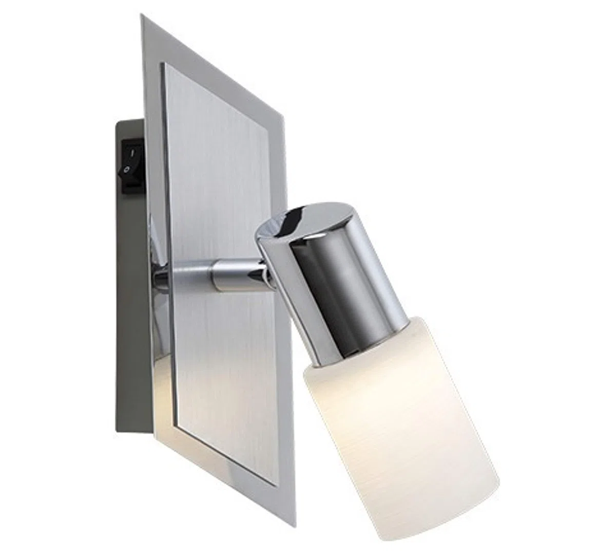 Trio-Leuchten LED-Spot Aluminium gebürstet/chrom, Glas weiß gewischt, inklusiv 1x 5W LED, Schalter direkt an der Leuchte, Maße: 14 x 8 cm 821470105