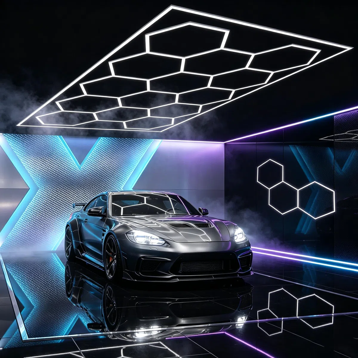 Hexagon LED Deckenleuchte 680W 6500K Weiß Rechteck für Garage Werkstatt Lager