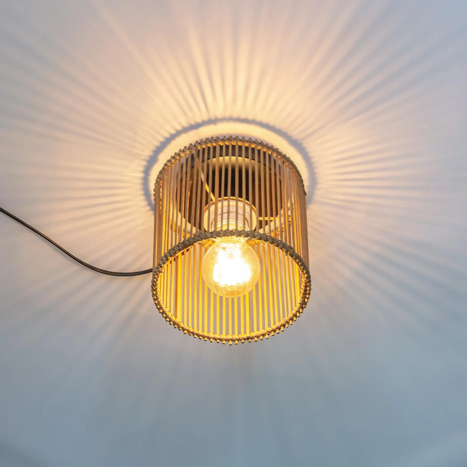 Runder Rattan Lampenschirm Boho,Lampenschirm für Tischleuchte,Hänge- und Stehleuchte,alle Innenräume, Durchmesser 16 cm (1, Brauner Bambus)