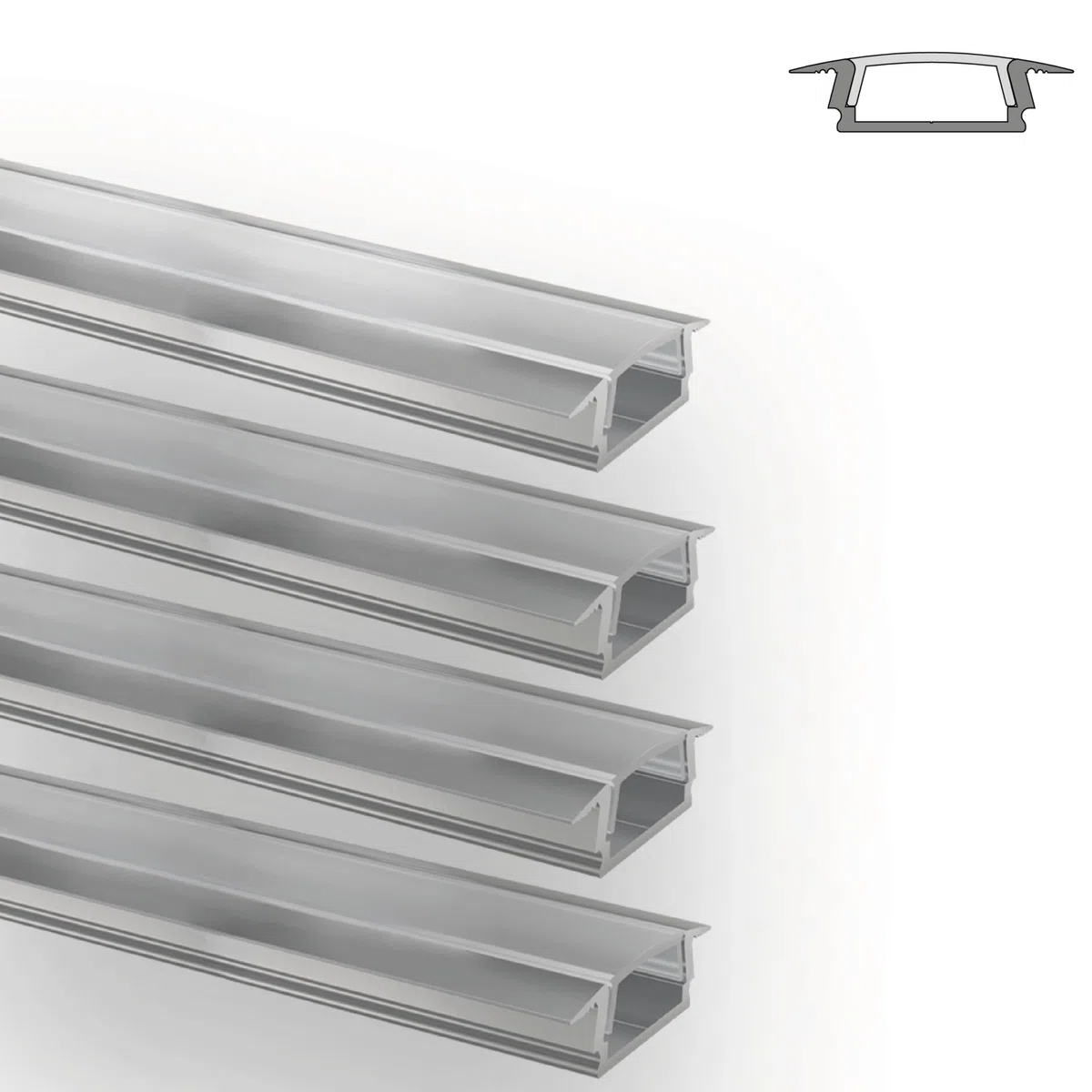 INNOVATE LED Einbauprofil 2m 4er Set [12x6mm Aluprofil Silber Diffusor Milchig] Aluprofil für LED Streifen 2m I Indirekte Beleuchtung Unterbauleuchte Küche I Ambientebeleuchtung Wohnzimmer LEDs Büro