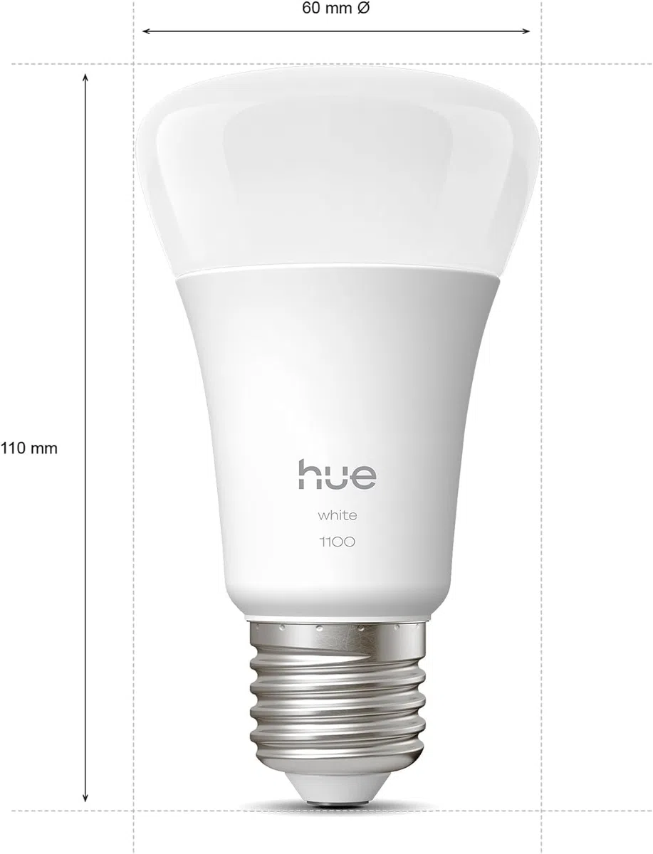 Philips Hue Bundle – 2 x weiße 1100 A60 E27 Smart-Leuchtmittel, dimmbare LED, intelligente Beleuchtung, App- und Sprachsteuerung, funktioniert mit Alexa, Google Home und Apple HomeKit