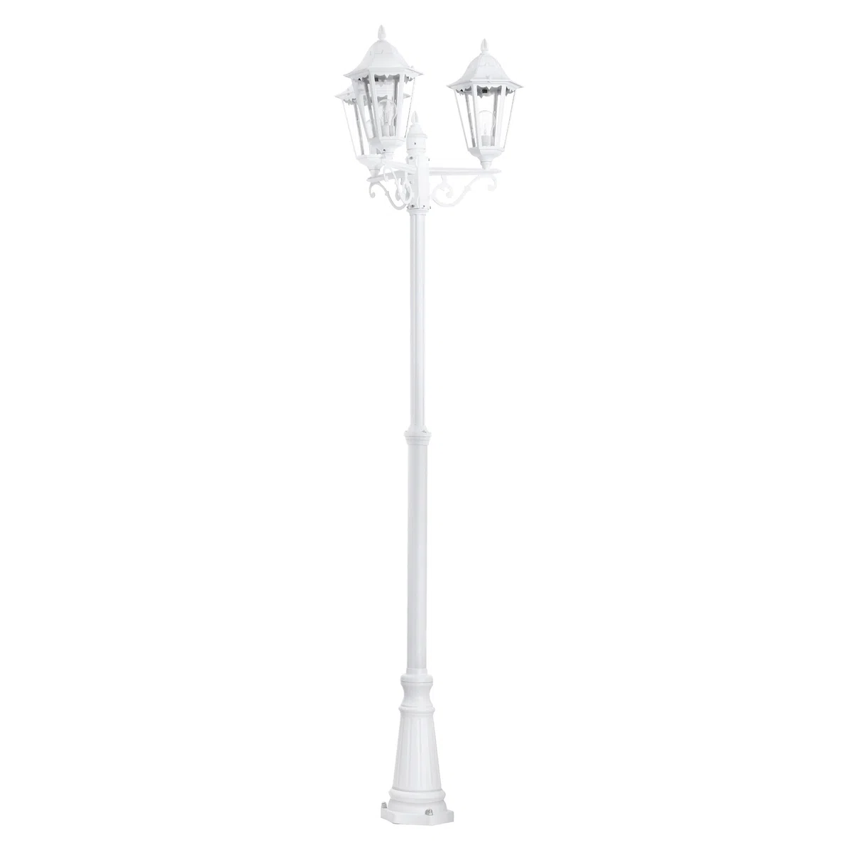 EGLO Außen-Stehlampe Navedo 3-flammig E27 IP44 220 cm Aluguss Glas Weiß