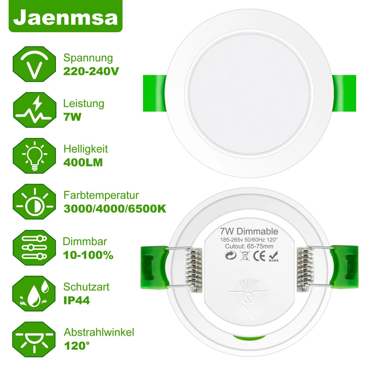 Led Einbaustrahler 230v Dimmbar, 7W Flach 65-75mm Einbauø, Ip44 Led Spot, Deckenspots Led Warmweiß Neutralweiß Kaltweiß Ür Badezimmer, Küche, Wohnzimmer, Flur/Schlafzimmer,12er Set