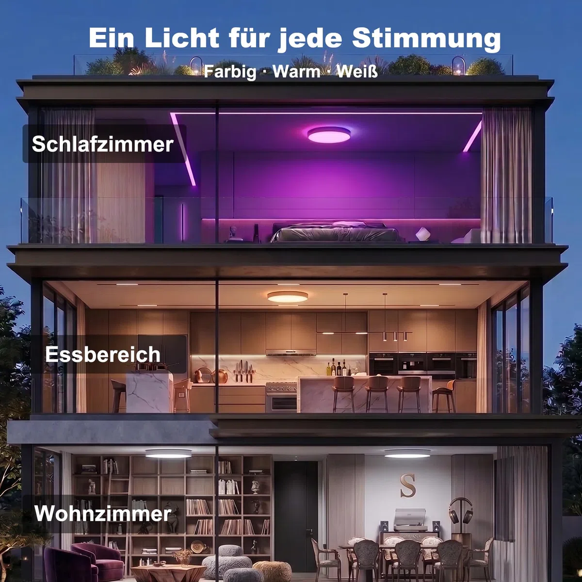 Yeelight Smart Deckenlampe, LED Deckenleuchte RGB Close-to-Ceiling Lights, 38 W 2300 Lumen, 2700K-6500K dimmbare Lampe, DIY kompatibel mit Alexa, für Wohnzimmer Schlafzimmer Küche Flur 40 cm