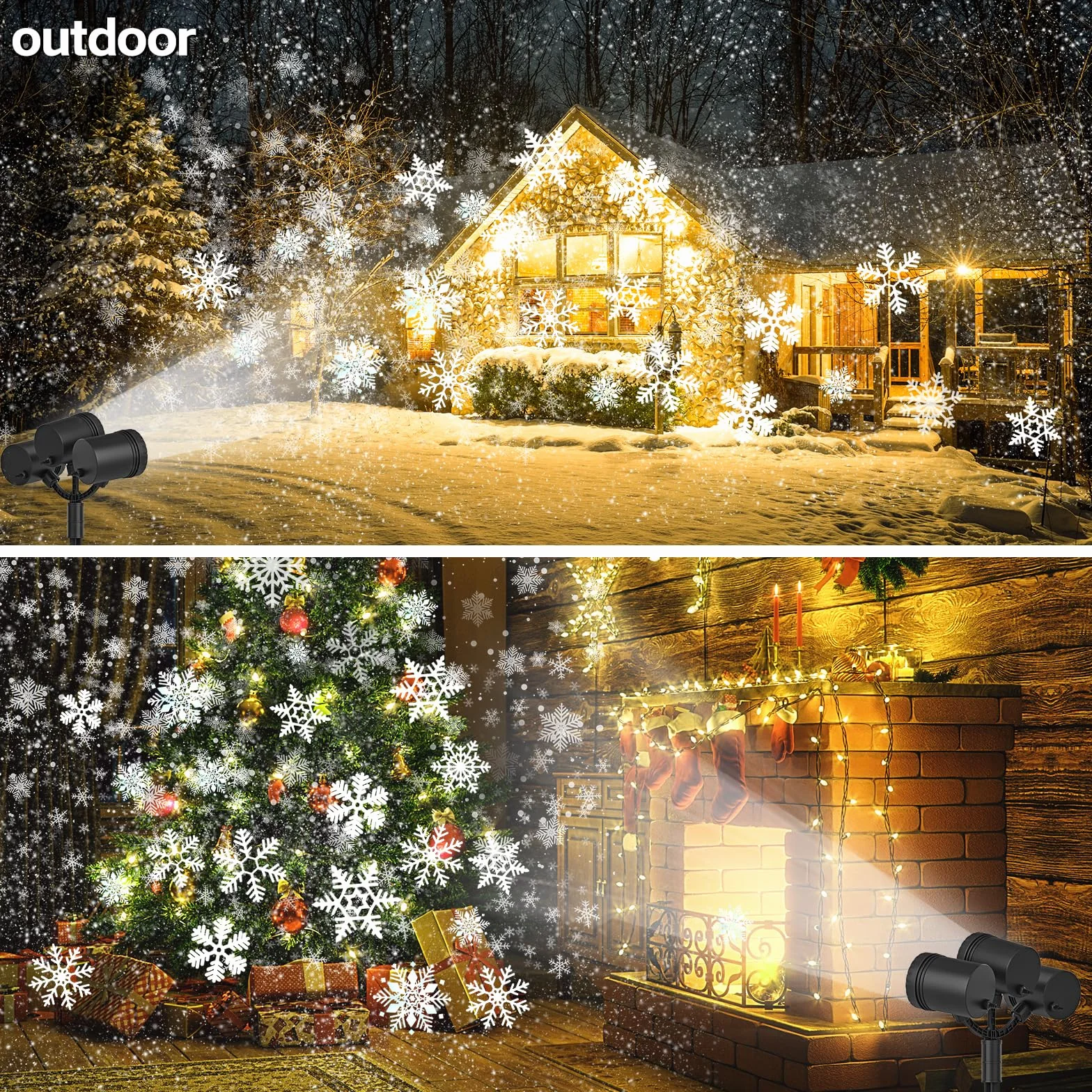 Schneeflocken Projektor Licht, Schneeflocke LED Weihnachtslicht Projektor - wasserdichte Urlaub Dekorationen für Außen Hof und Haus
