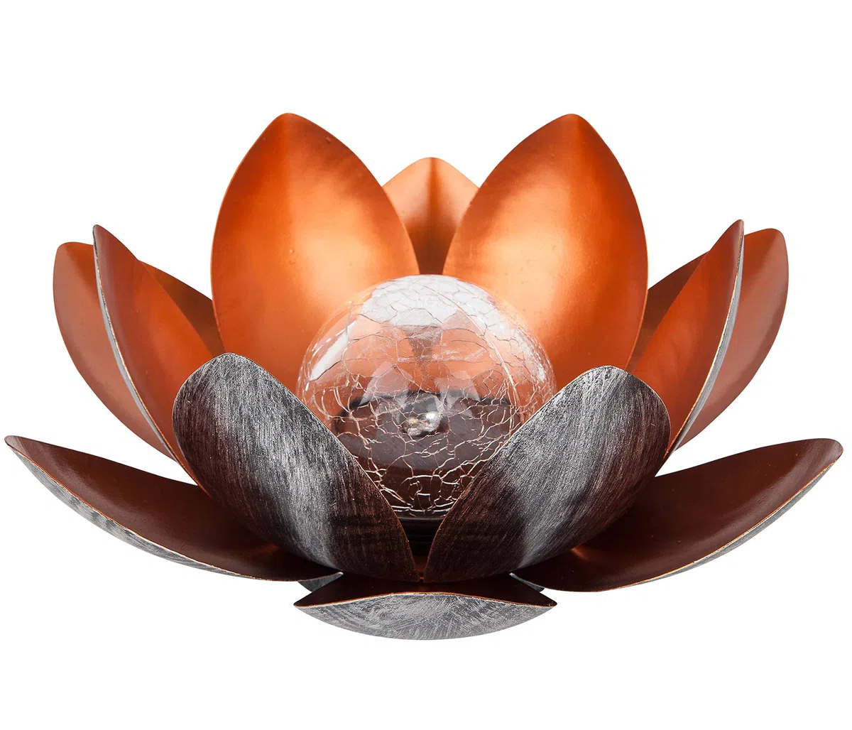 Dehner Solarleuchte Lotus, Ø 27.5 cm, Höhe 12 cm, Metall, silber/rot (Packung mit 2)