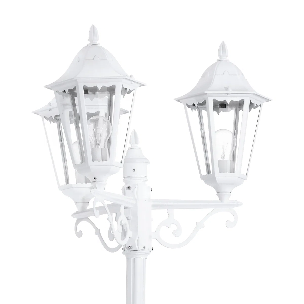 EGLO Außen-Stehlampe Navedo 3-flammig E27 IP44 220 cm Aluguss Glas Weiß