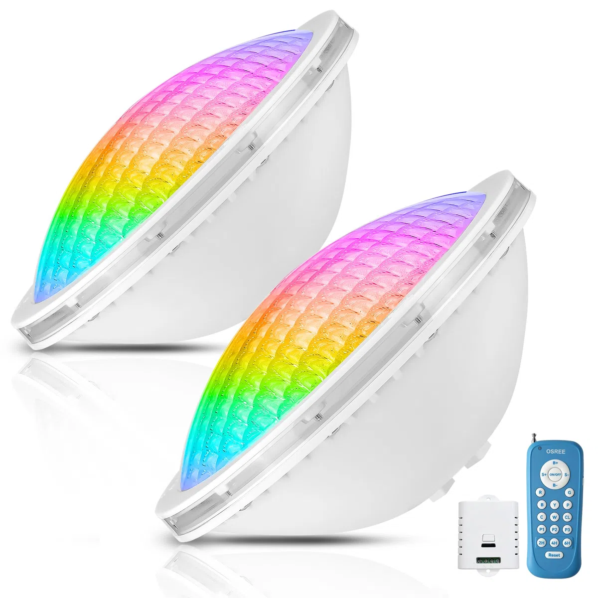 PAR56 LED Poolbeleuchtung 20W RGB Dimmbar Farbwechsel 800lm 12V AC Schwimmbadbeleuchtung mit Fernbedienung Timer 2er-Pack