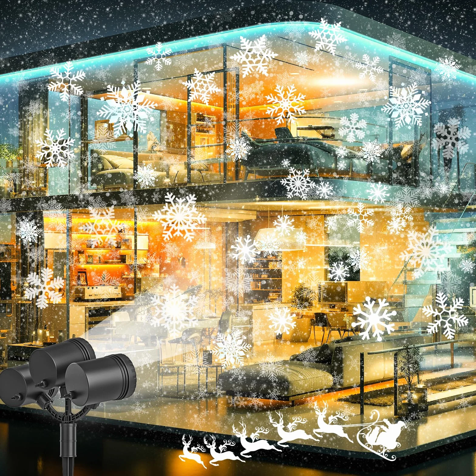 Schneeflocken Projektor Licht, Schneeflocke LED Weihnachtslicht Projektor - wasserdichte Urlaub Dekorationen für Außen Hof und Haus