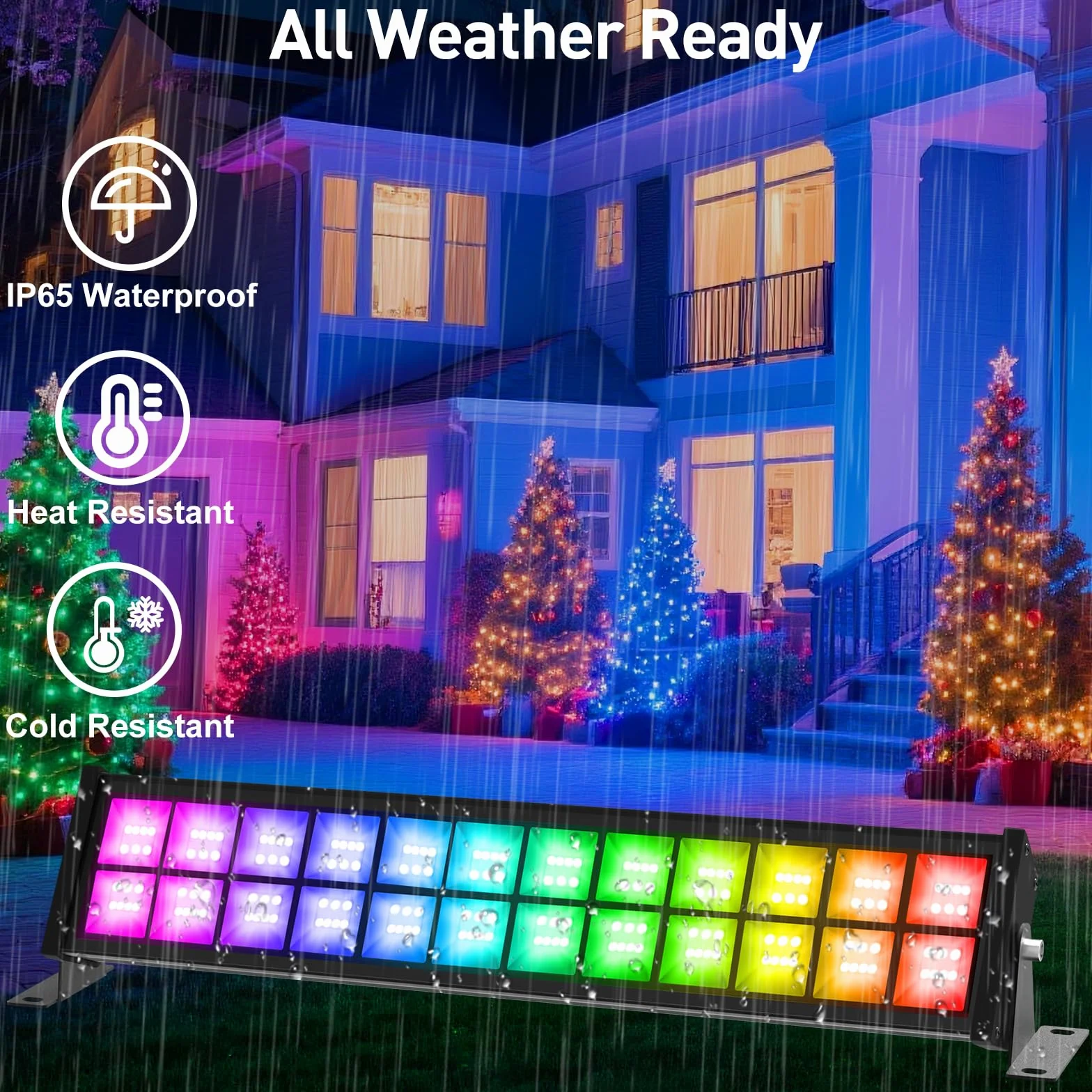 T-SUNUS RGB LED Strahler 72W Outdoor WiFi Bluetooth APP Steuerung IP66 Wasserdicht Wallwasher 4 Stück