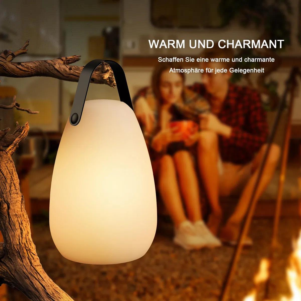 FUYO 2er Set Outdoor Lampe LED Akku Tischleuchte Tragbare Kabellos Dimmbare Tischlampe mit 8 Farben Farbwechsel Gartenlampe perfekt für schlafzimmer wohnzimmer außen BBQ garten ostern(Glatt)