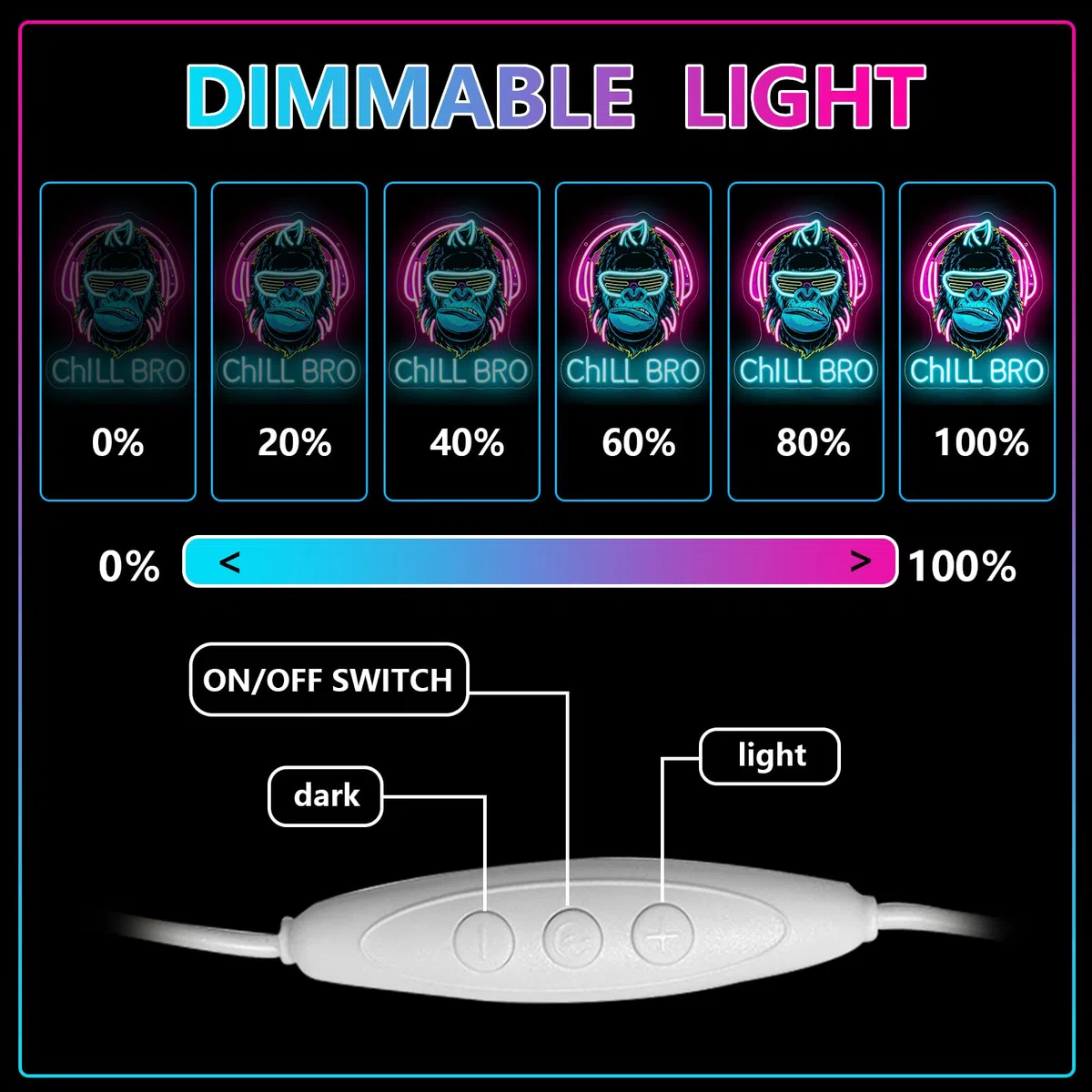 Chill Bro Gaming Headset Neon Schild Für Wanddekoration,Gorilla Neon Schild,Gaming Zone LED Schilder Für Spielzimmer,Gaming Zubehör Deko,Gaming Dekor,Tolles Gamer Geschenk Für Teenager,Jungen