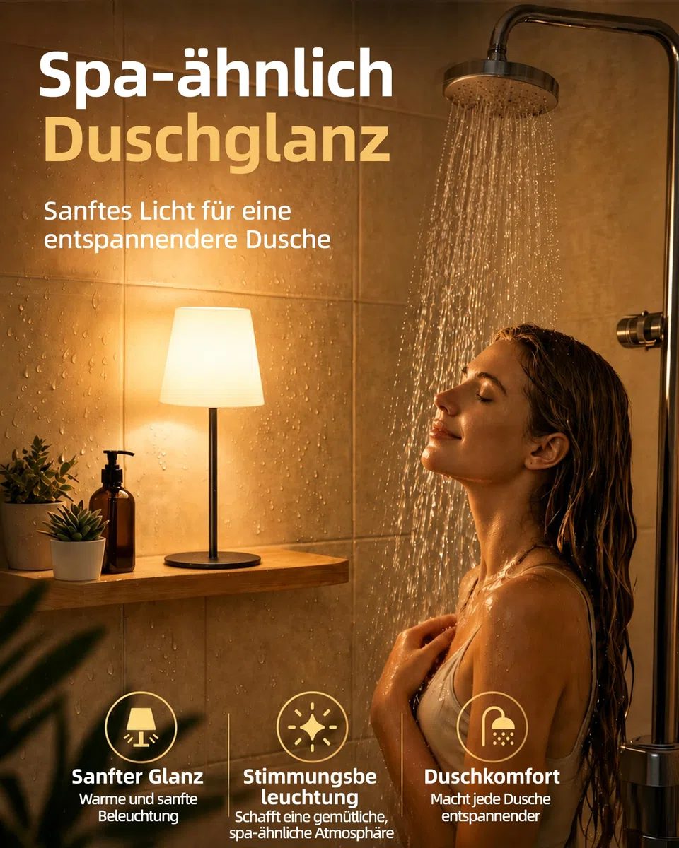 EZVALO 2er-Set Kabellose Tischlampe LED, IP65, 4500mAh USB-C, Touch-Dimmbar mit 3 Farbtemperaturen, Perfekte Nachttischlampe, Campinglampe & Tischleuchte für Outdoor und Innen (Schwarz, 2 Stück)