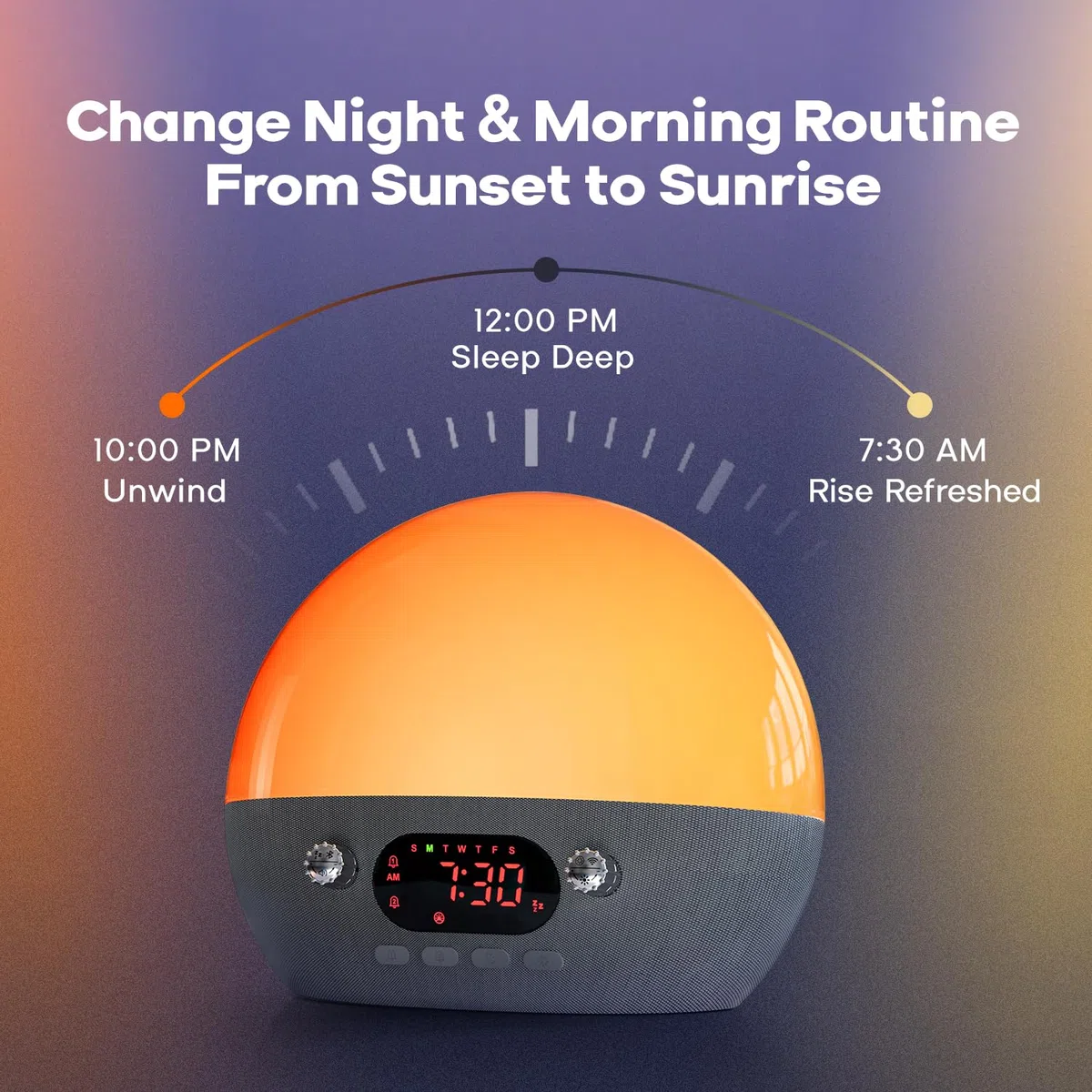 Dekala Wake-Up Light & White Noise Machine, APP-Steuerung Einschlafhilfe Baby, 11 beruhigende Klänge, Sonnenaufgang Wecker mit Nachtlicht, Soundmaschine für Babys, Kinder & Erwachsene