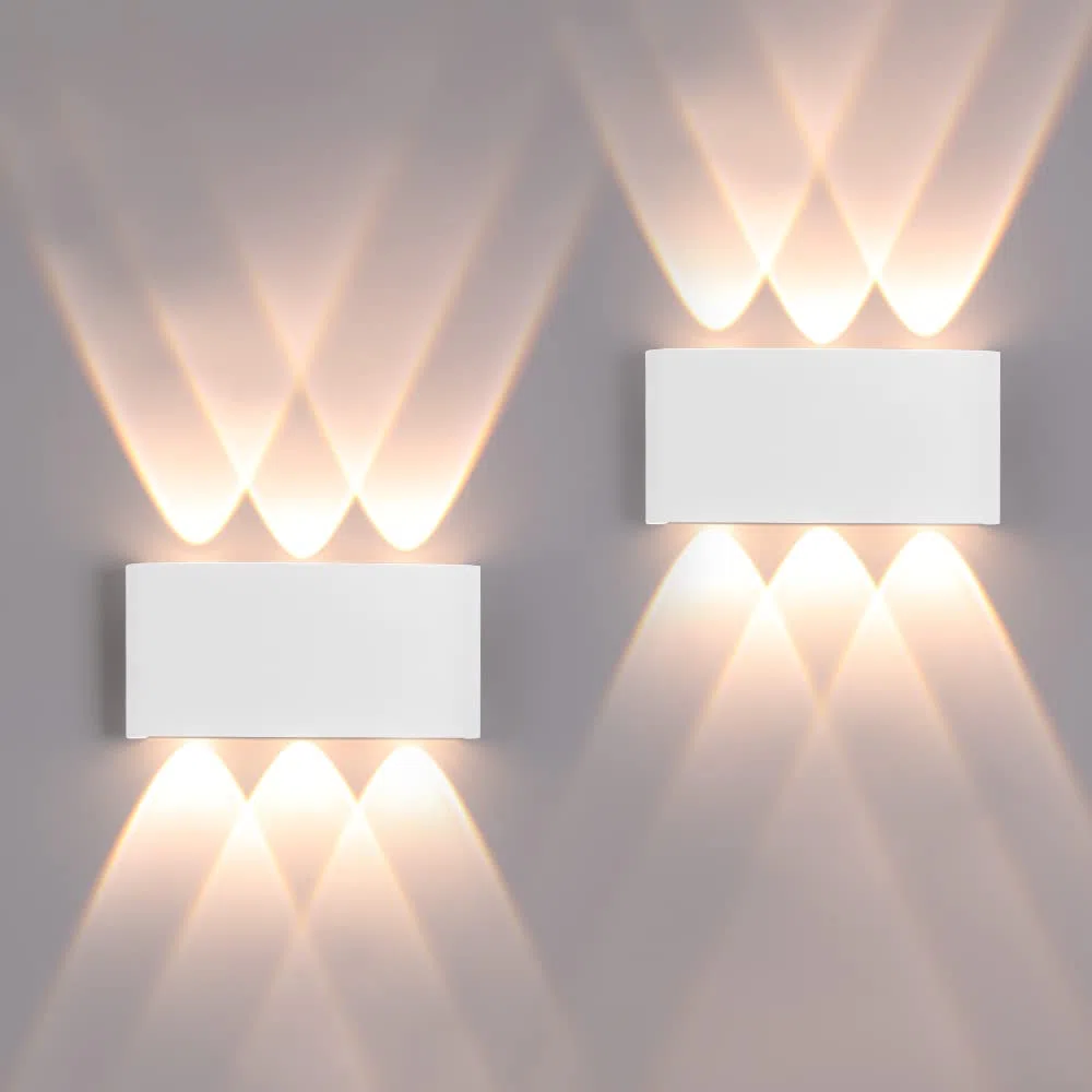 SYZM light 2 Stücke Wandleuchte Aussen/Innen LED Wandlampe Außen 12W 1200LM Wandbeleuchtung Up and Downlight IP65 Wasserdichte moderne Aluminium Scheinwerfer Wandleuchten(weißes 3000K warmes Licht)