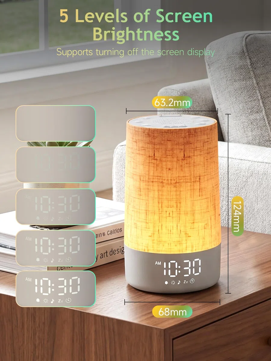 Tageslichtwecker mit 10 Licht Sonnenaufgang Wake Up Light, 30 Naturgeräuschen, Dimmbar Nachttischlampe, Sunrise Alarm Clock mit Ladefunktion Lichtwecker Einschlafshilfe,Dimmbares Nachtlicht,Timer