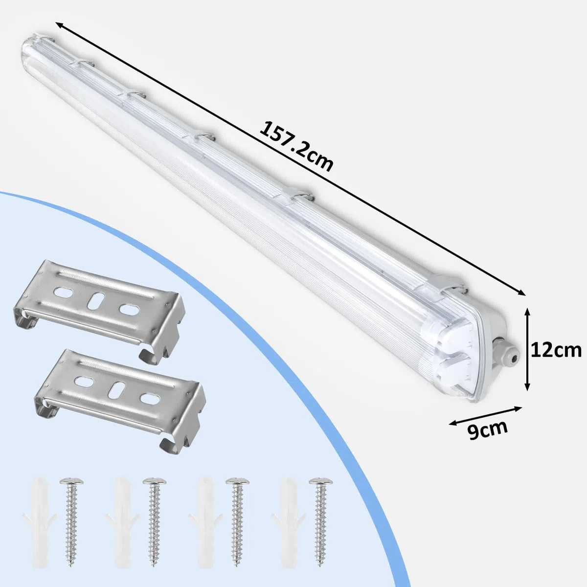 Daromigo LED Feuchtraumleuchte Wannenleuchte 150cm, 2x24W 4800LM Neutralweiß 4500K, IP65, 6 Stück