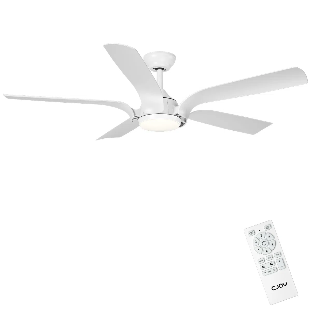 CJOY Deckenventilator mit Beleuchtung 142cm Weiß Fernbedienung Leise 6 Geschwindigkeiten 3 CCT Dimmbar Reversible 5 Flügel