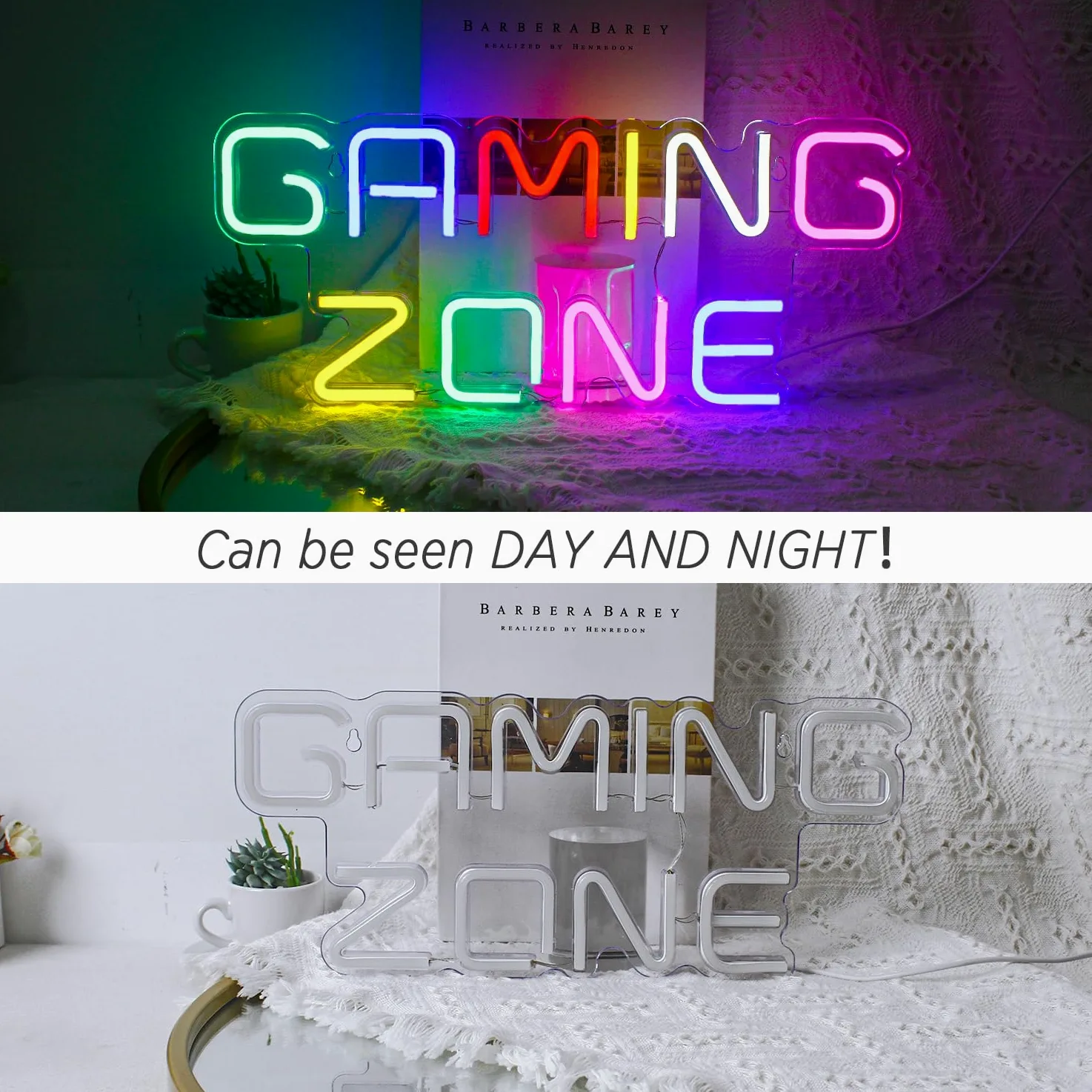 ineonlife Gaming Zone Neon Schild Buntes LED Gaming Neon Licht für Wand Dekor Brief Neon Sign Zeichen für Spielraum, Spiel Zone, Mann Höhle, Geschenke LED Schild für Gamer, Jungen, Männer