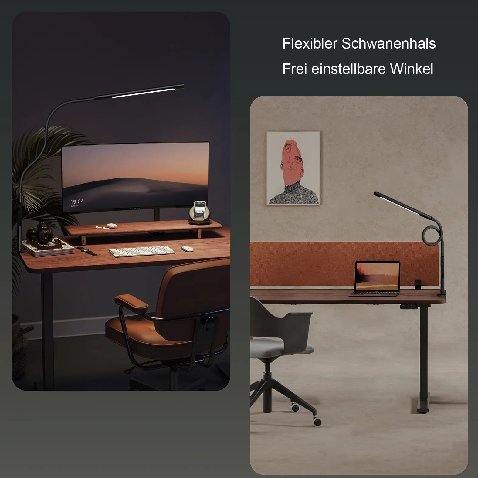 EYOCEAN LED Schreibtischlampe, Augenschutz Klemmleuchte, Klemmlampe Einstellbare Dimmen & Farbtemperaturen, Büro Tischlampe, Klemmlampe mit Speicherfunktion und Timerfunktion, 12W, Schwarz
