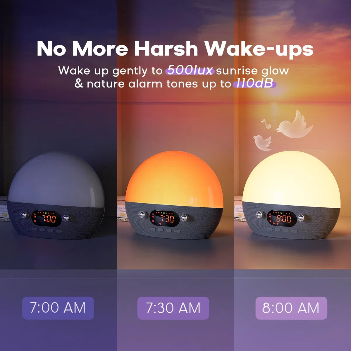 Dekala Wake-Up Light & White Noise Machine, APP-Steuerung Einschlafhilfe Baby, 11 beruhigende Klänge, Sonnenaufgang Wecker mit Nachtlicht, Soundmaschine für Babys, Kinder & Erwachsene