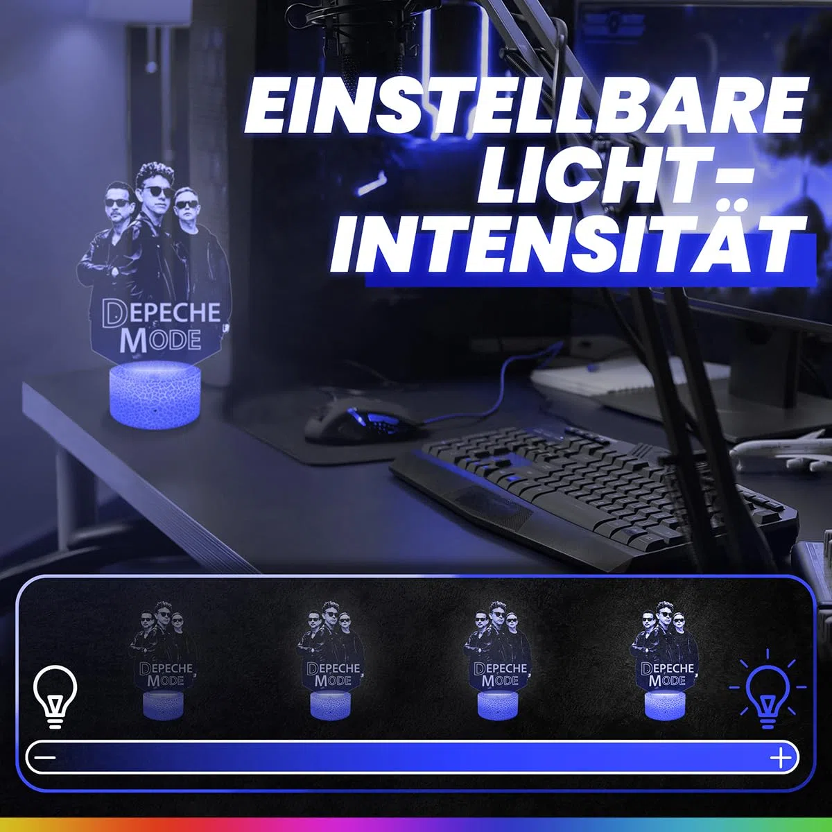 Lampephoto.fr - D. Mode Elektro-Rockgruppe 3D Lampe Taktile Touch Nachtlicht 3d Led Illusion, Geschenkidee zu Weihnachten oder Geburtstag für Männer und Frauen, Dekofürs Schlafzimmer TOP